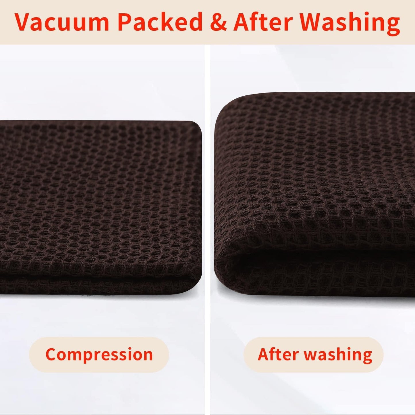 Homaxy 100% Cotton Waffle Weave Kitchen Dish Cloths, Ultra Soft Absorbent Quick Drying Dish Towels, 12 x 12 Inches, 12-Pack, Dark Brown