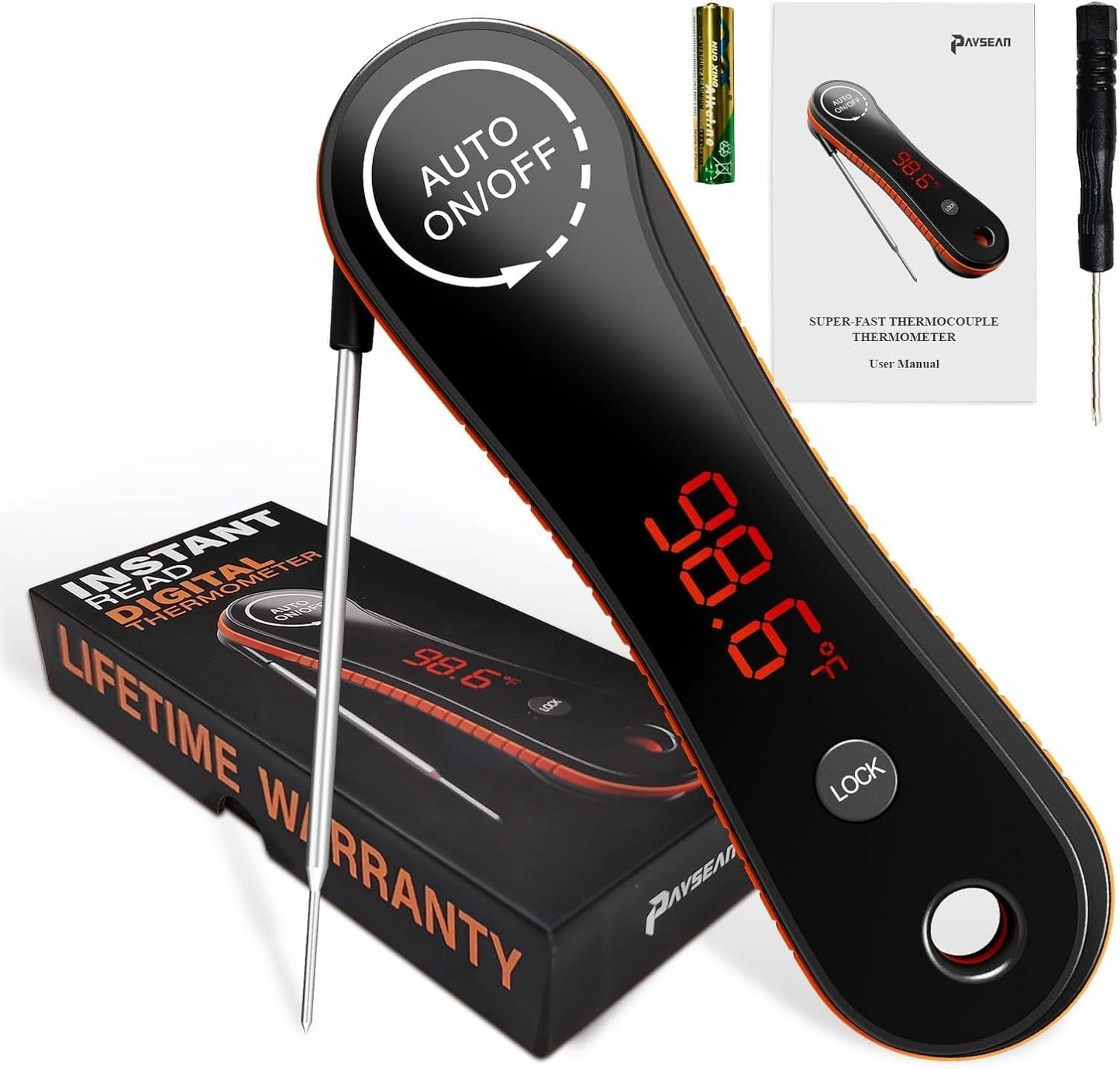 Paysean Digital Meat Thermometer - 0.5 Sec Instant Read for Grilling, BBQ, Candy & Liquid - Perfect Gift for Dad