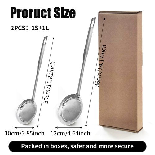 Fine Mesh Stainless Steel Colander Spoon, Sieve Fine Mesh Strainer with Long Handle Stainless Steel Skimmer Spoon Kitchen Gadget for Cooking Oil Filter Skimming Grease and Foam