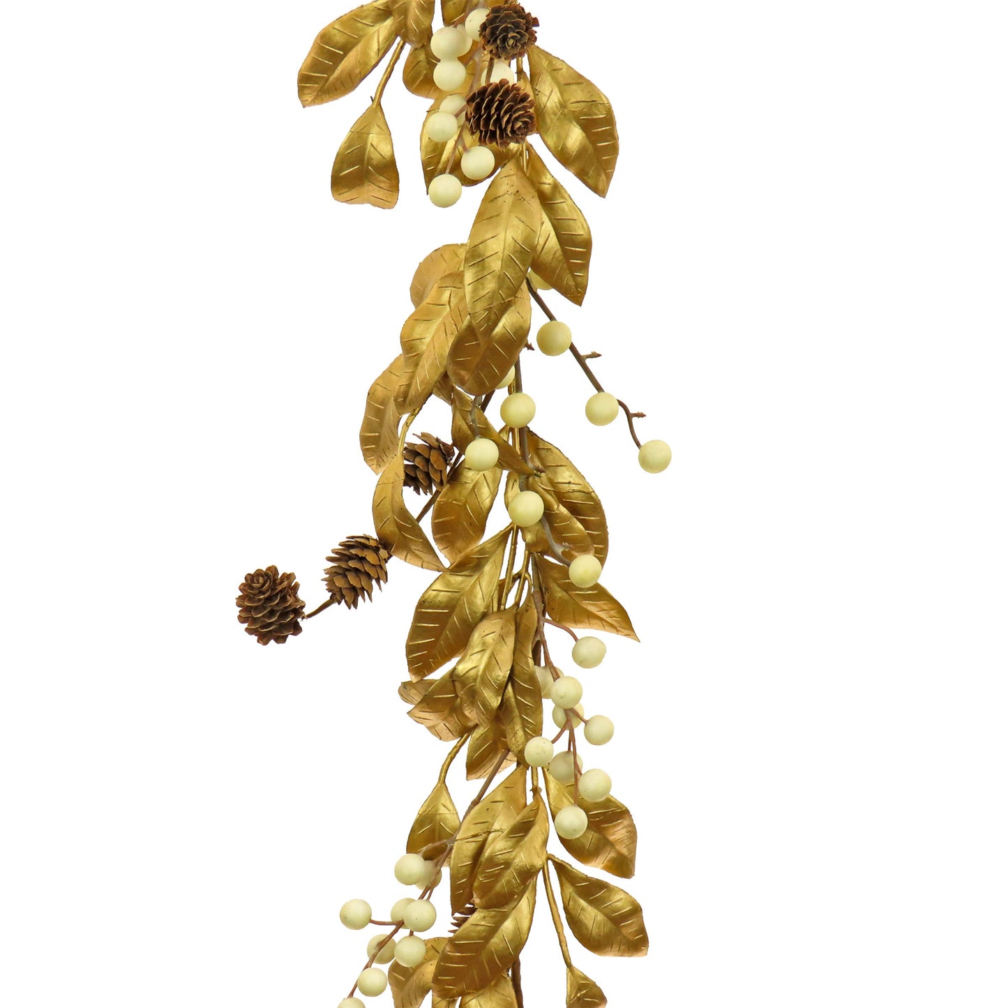 HGTV Home Collection Unlit Artificial Christmas Garland, Metallic Gold Laurel Leaves, Flexible Vine Base, Unlit, 6 Feet
