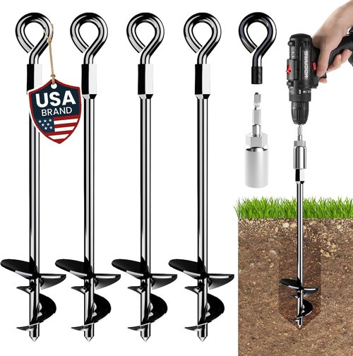 Ground Anchors 15" Heavy Duty Screw-In | Secure Your Sheds, Tents, and Trampolines Against High Winds