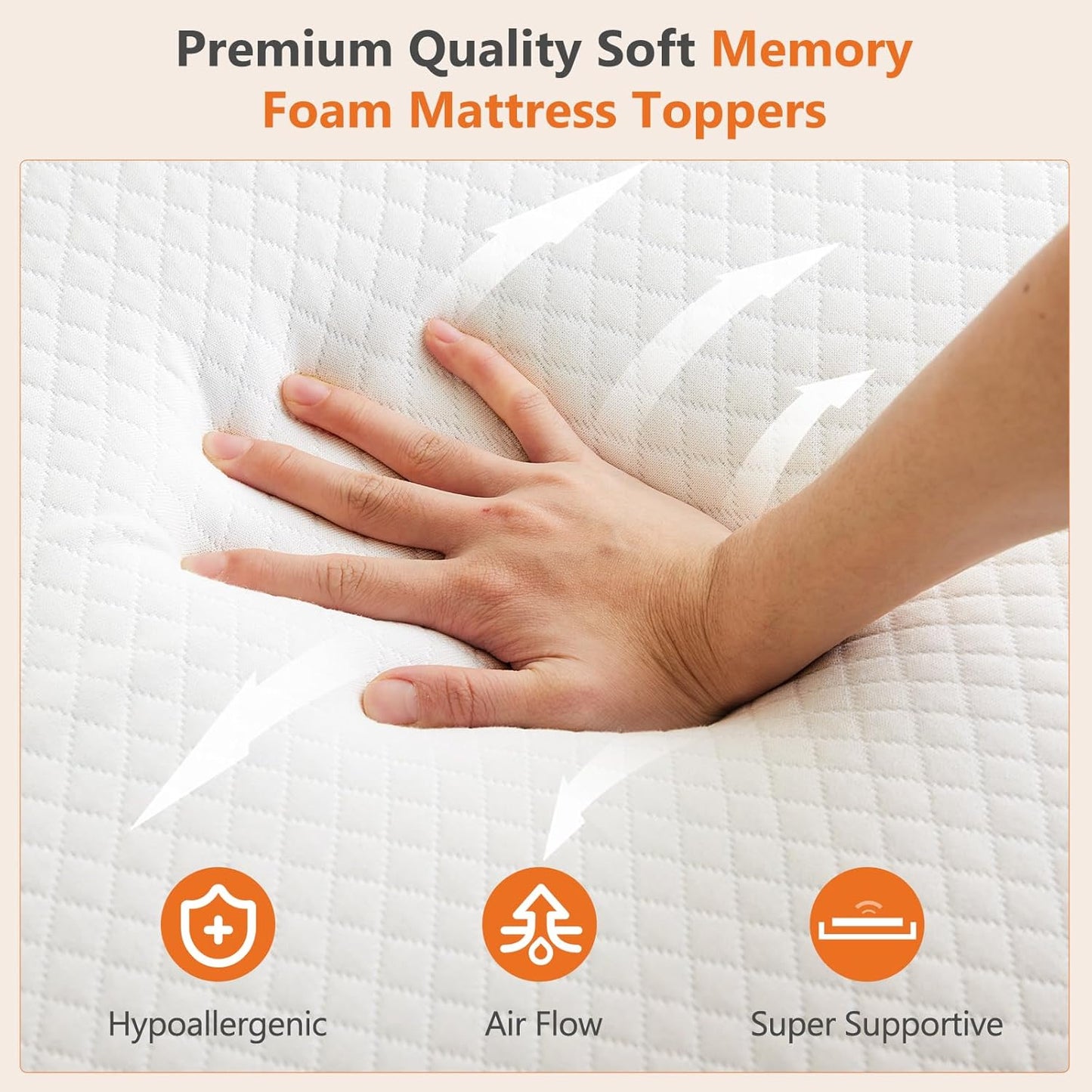 Sweetcrispy Memory Foam Mattress Topper - 2 Inch Thick Gel-Infused Cooling Pad for Twin Beds | Removable Soft Cover, CertiPUR US Certified