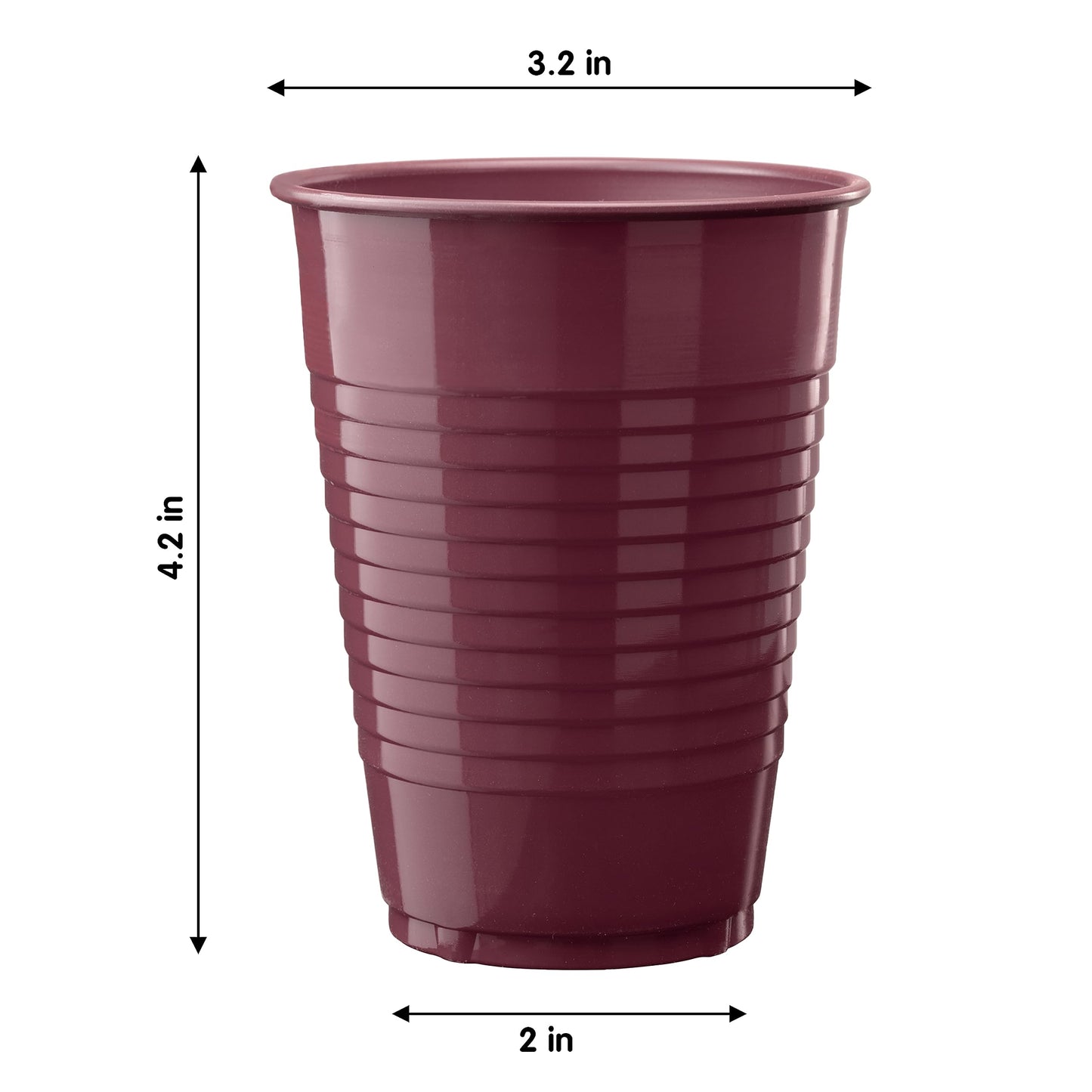 Party Solids Burgundy Plastic Cups - 12 oz, Pack Of 100