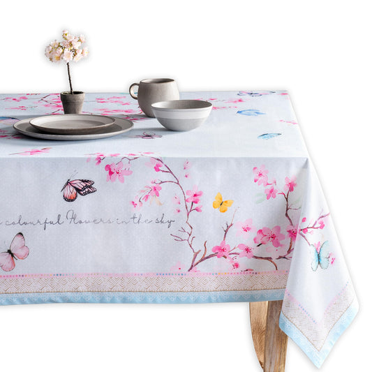 Maison d' Hermine Table Cloth Rectangle Table 100% Cotton 60 x 108 Inches Tablecloth Reusable Decorative for Dining Kitchen Room Farmhouse Home Gifts for Mothers day Spring Summer - Blossoms in Spring