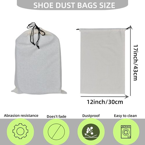 GONGKANGYUAN Shoe Bags for Travel - Flannel Single Pouch with Drawstring | 2 Pack for Men & Women