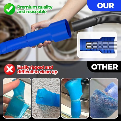 Holikme Dryer Vent Cleaner Kit - 2 Pieces with Vacuum Attachment & Flexible Brush | Dark Blue