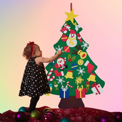 Fayoo DIY Felt Christmas Tree - Montessori Wall Hanging Decorations for Toddlers | 30 Ornaments Included