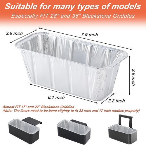 Blackstone Grease Cup Liners - 20 Pack Aluminum Foil Drip Pans for 17-36 Inch Griddles