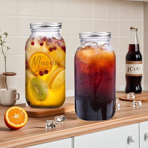Galssmagic 64 oz Mason Jar Wide Mouth,3 Pack Large Half Gallon Mason Jars with Airtight Lid,Big Glass Jars for Canning,Pickling,Fermenting,Storing