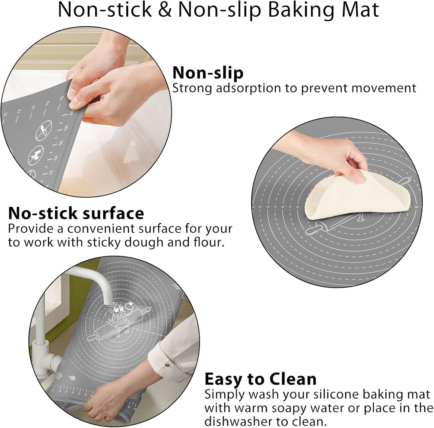 Skiennix Silicone Baking Mat - Extra Thick Non-Stick Pastry Mat with Measurements | 32x24 Inch for Easy Dough Rolling