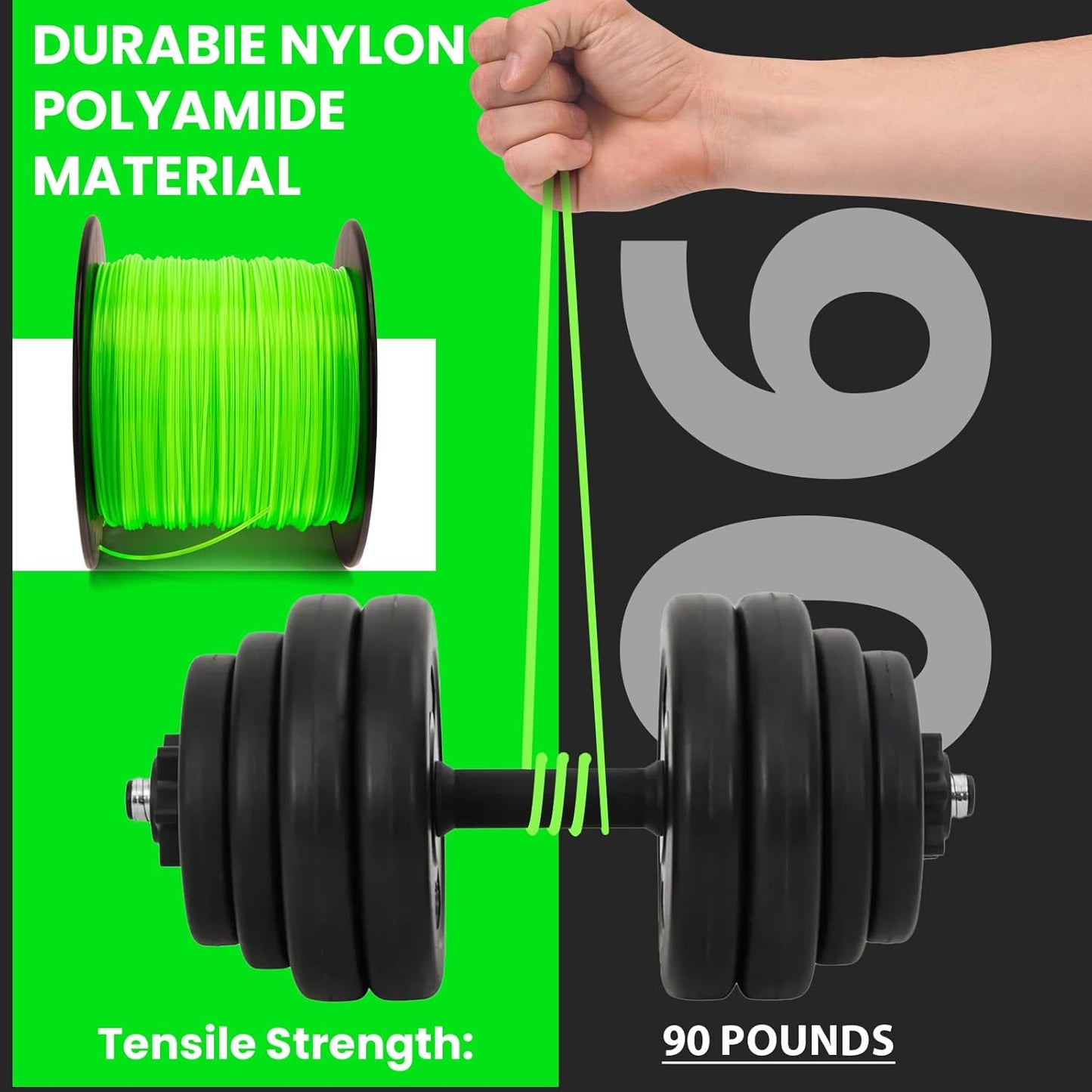KAKO 065 Trimmer Line - Durable .065" Weed Eater String | 2000 Ft | Fits Most 12-Inch Cordless Trimmers