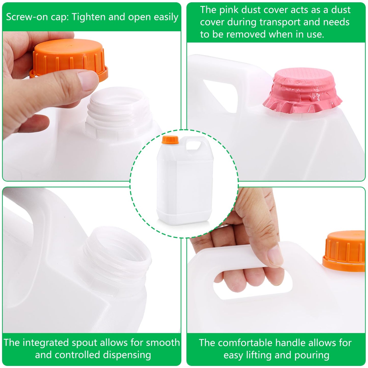 3 Pcs 1 Gallon Plastic Jugs, Gallon Water Jug for Water Storage Containers 1 Gallon Jug For Water Sauces Soaps Detergents Liquids Cleaning Solutions, Ideal for Home, Camping, and Outdoor Activities