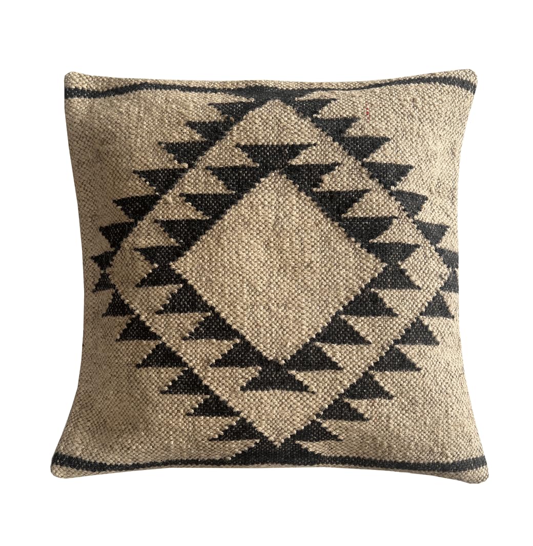 Shubhlaxmifashion Indian Vintage Kilim Hand Loom Cushion Cover 18X18 Pillows Boho Ethnic Shams Jute Pillow Cases Rug Boho