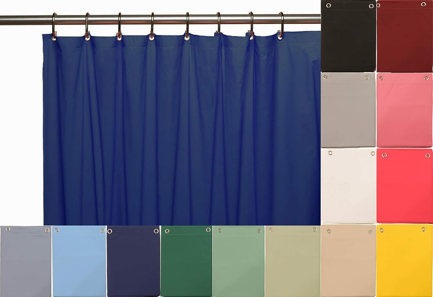 Venice Elegant Home Heavy-Duty Vinyl Shower Curtain Liner - 12 Metal Grommets | Navy Blue
