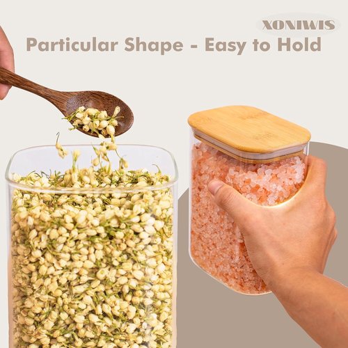 26oz Glass Pantry Containers by [Brand Name] - 6PCS Clear Storage Jars with Lids for Spices, Tea, and More