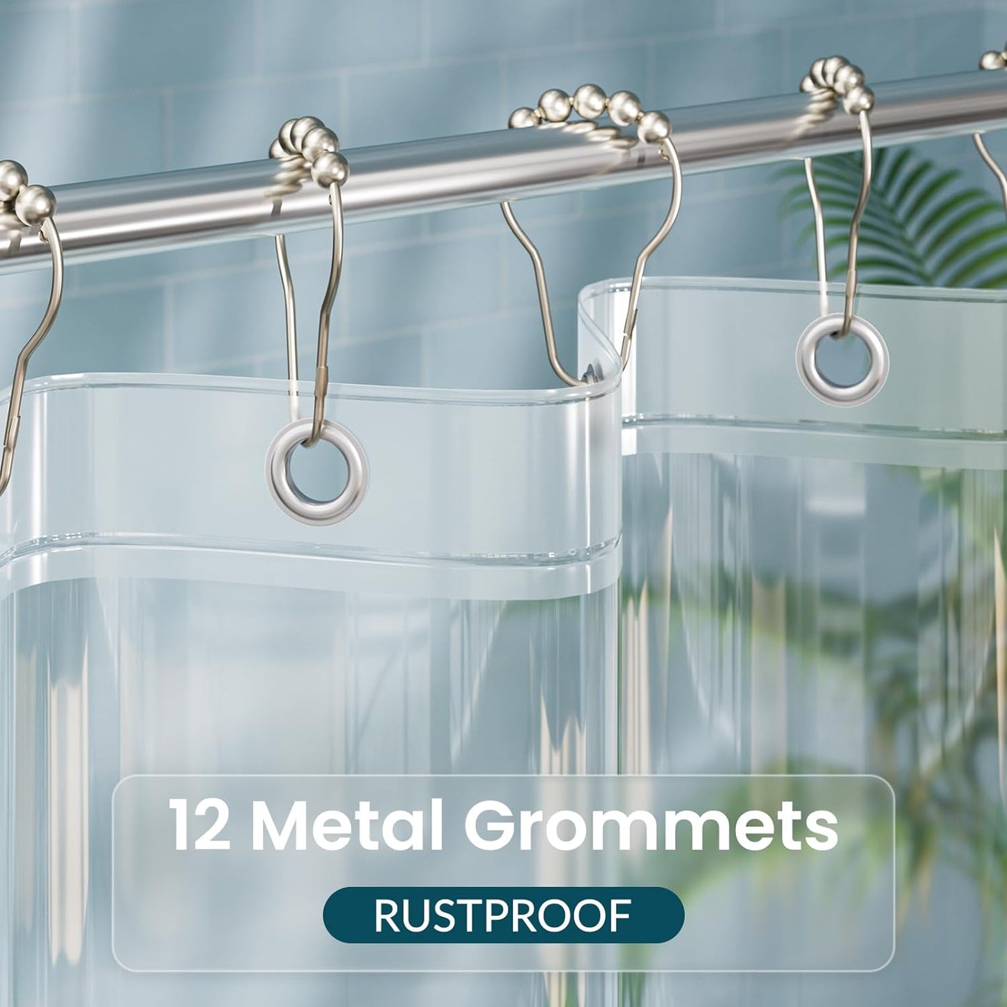 Titanker Clear Shower Curtain Liner - Waterproof PEVA Plastic | 72 x 72 Inches with Magnets & Rustproof Grommets