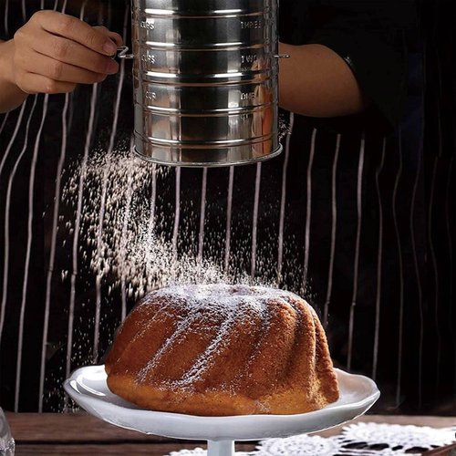 HULISEN 3-Cup Flour Sifter for Baking, Stainless Steel Rotary Hand Crank Sifter, Powdered Sugar & Cocoa Shaker