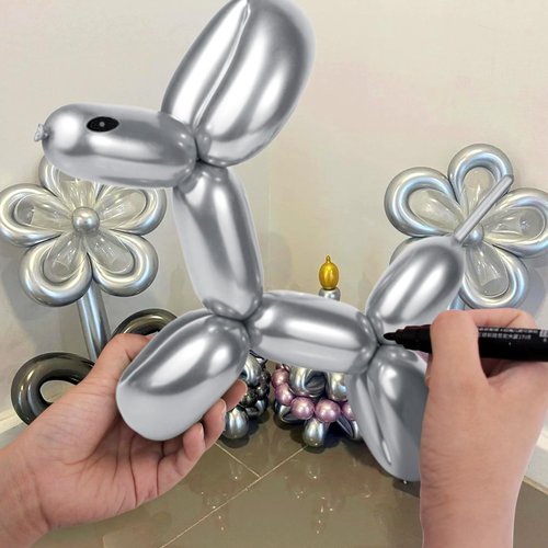 100Pcs 260 Balloons Metallic Silver Long Balloons for balloon animals, silver Skinny Latex Twisting Balloon for Animals Modeling Christmas Birthday Wedding Party Decorations.(Sliver)