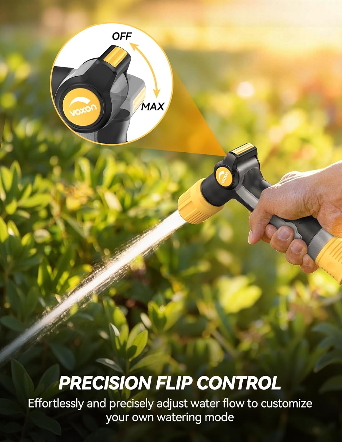 VOXON Heavy Duty Metal Garden Hose Nozzle - High Pressure Sprayer with Adjustable Spray Patterns for Lawn, Car, and Pets
