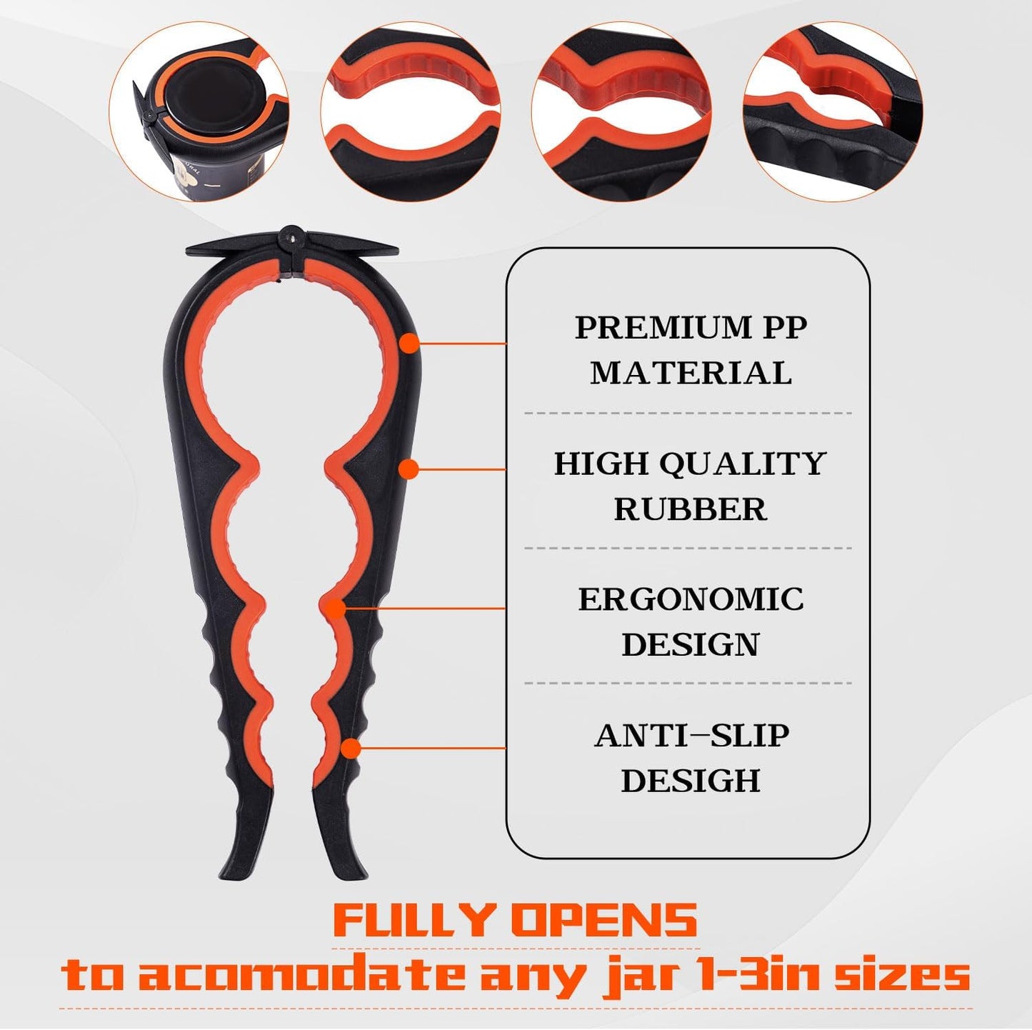Skiennix Jar Opener Set - 5 Pack Multi-Functional Kitchen Tools for Weak Hands | Silicone Handle (Red)