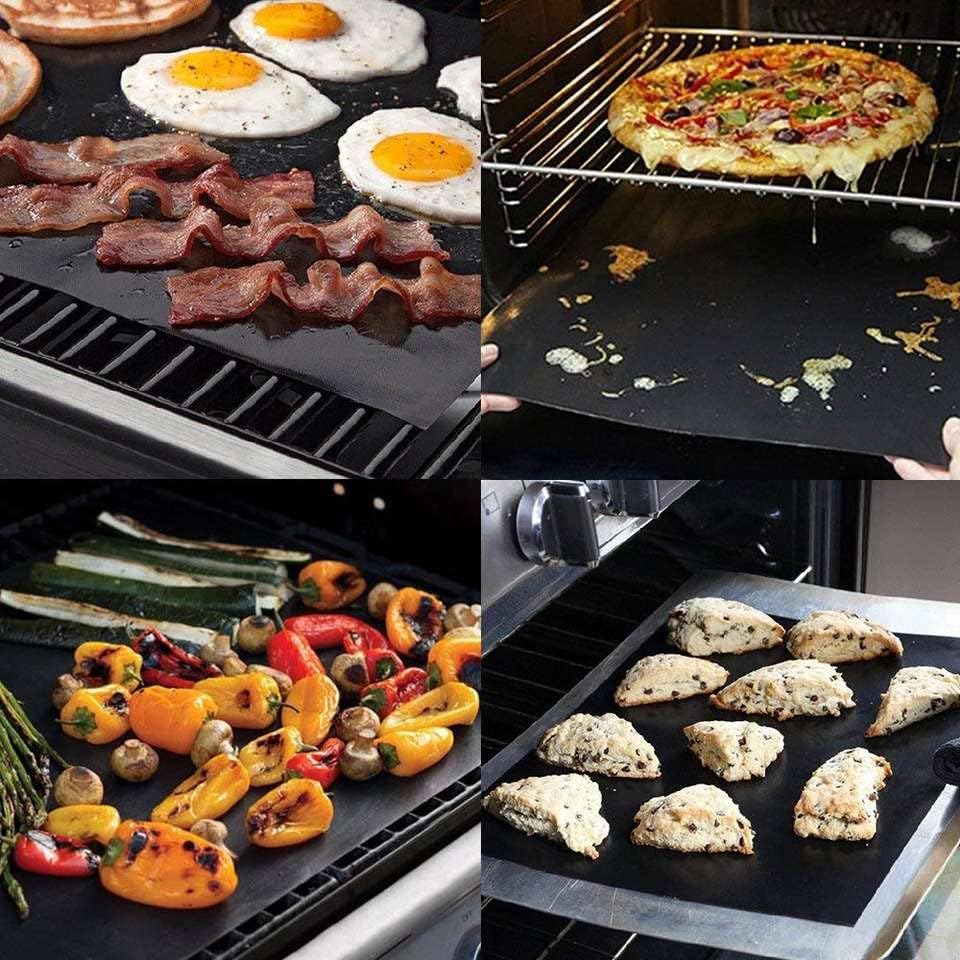 Skiennix Heavy-Duty Teflon Oven Liners - 5 Pack Reusable BBQ Grill Mats for Gas & Electric Ovens