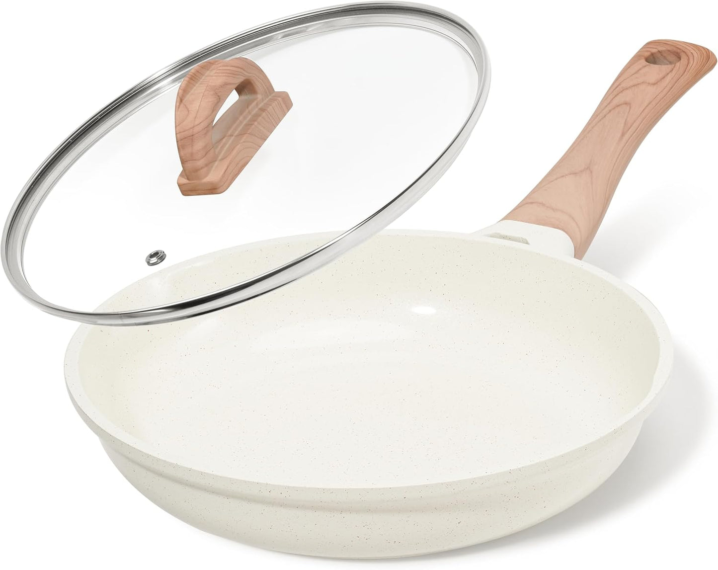 UESLUCK 10-Inch Non-Stick Frying Pan with Lid - Large Ceramic Skillet, Cool-Touch Handle, PFAS & PTFE Free