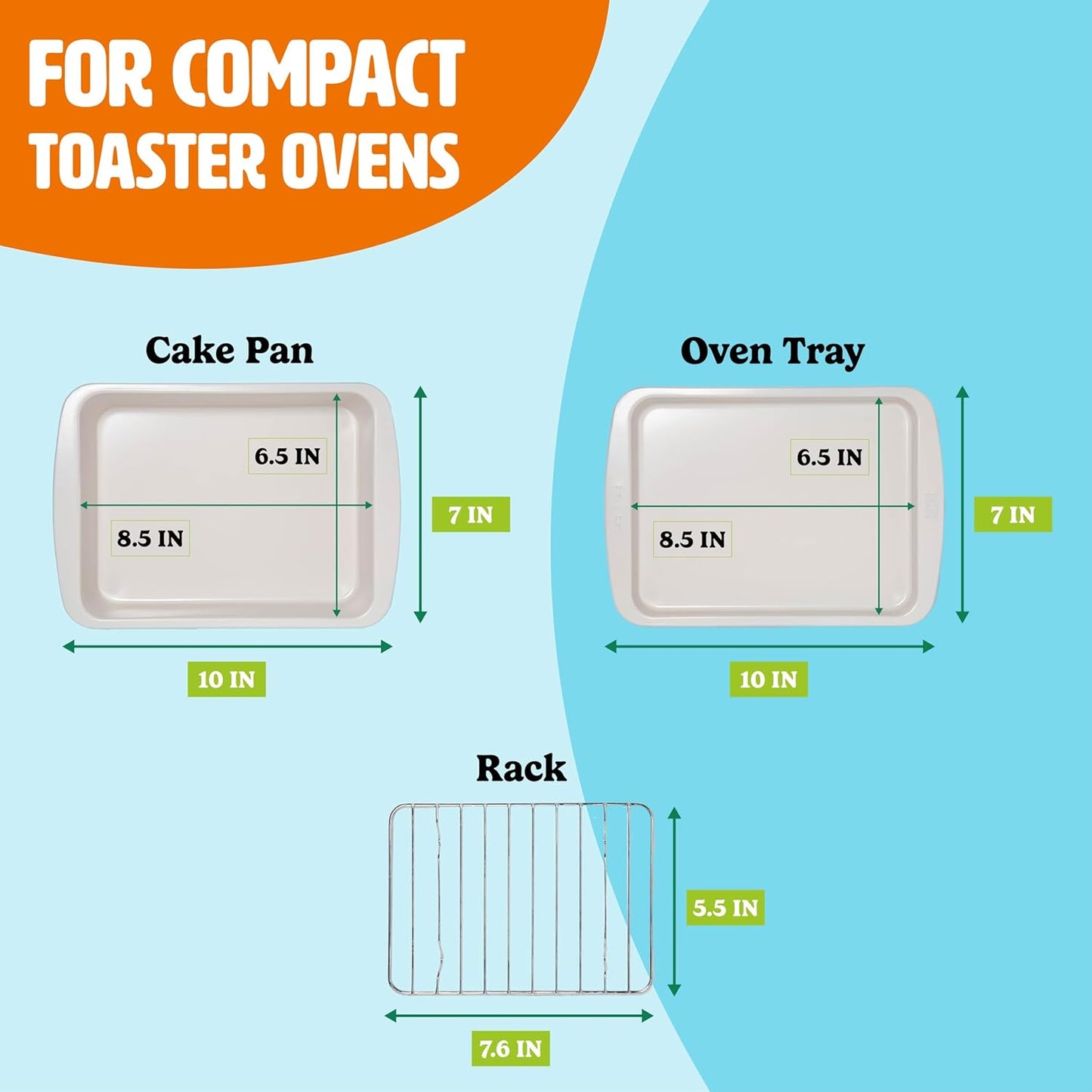 Tasty Nonstick Baking Set - 3-Piece Carbon Steel Toaster Oven Bakeware in Pink