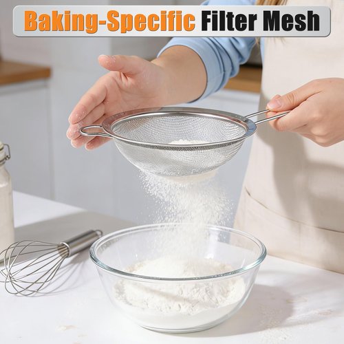 4PCS Fine Mesh Strainer Set, Premium Stainless Steel Fine Mesh Strainers, Food Fine Sieve with Non-Slip Handle, Perfect for Juice, Baking Flour, Drinks, Cocktails, Rice, Jam, Tea(2.8"/3.2"/3.9"/4.7")