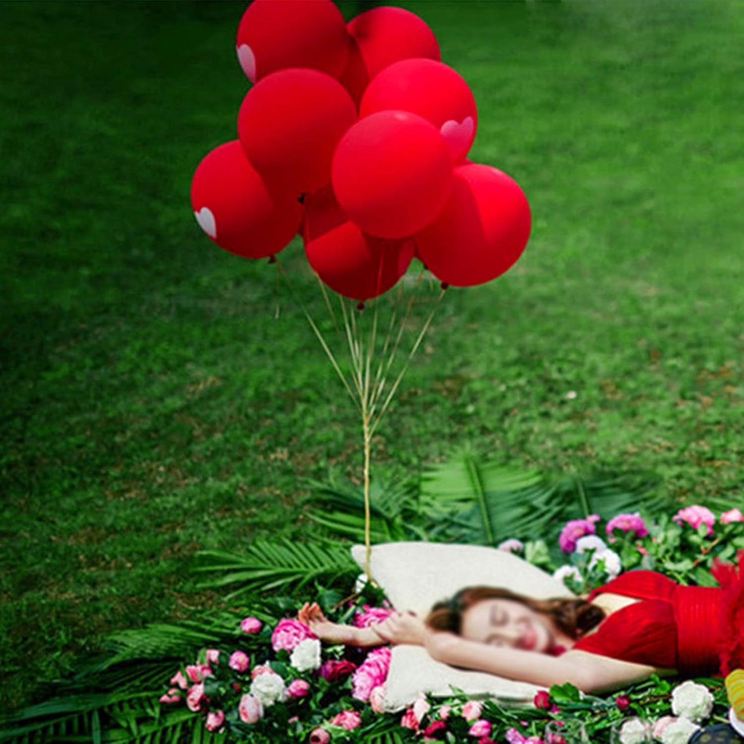 ASIYUHY Red Balloons - 12 Inch Thick Latex Helium Balloons with 2 Ribbon Rolls | Perfect for Christmas, Valentine's, Birthdays & Baby Showers