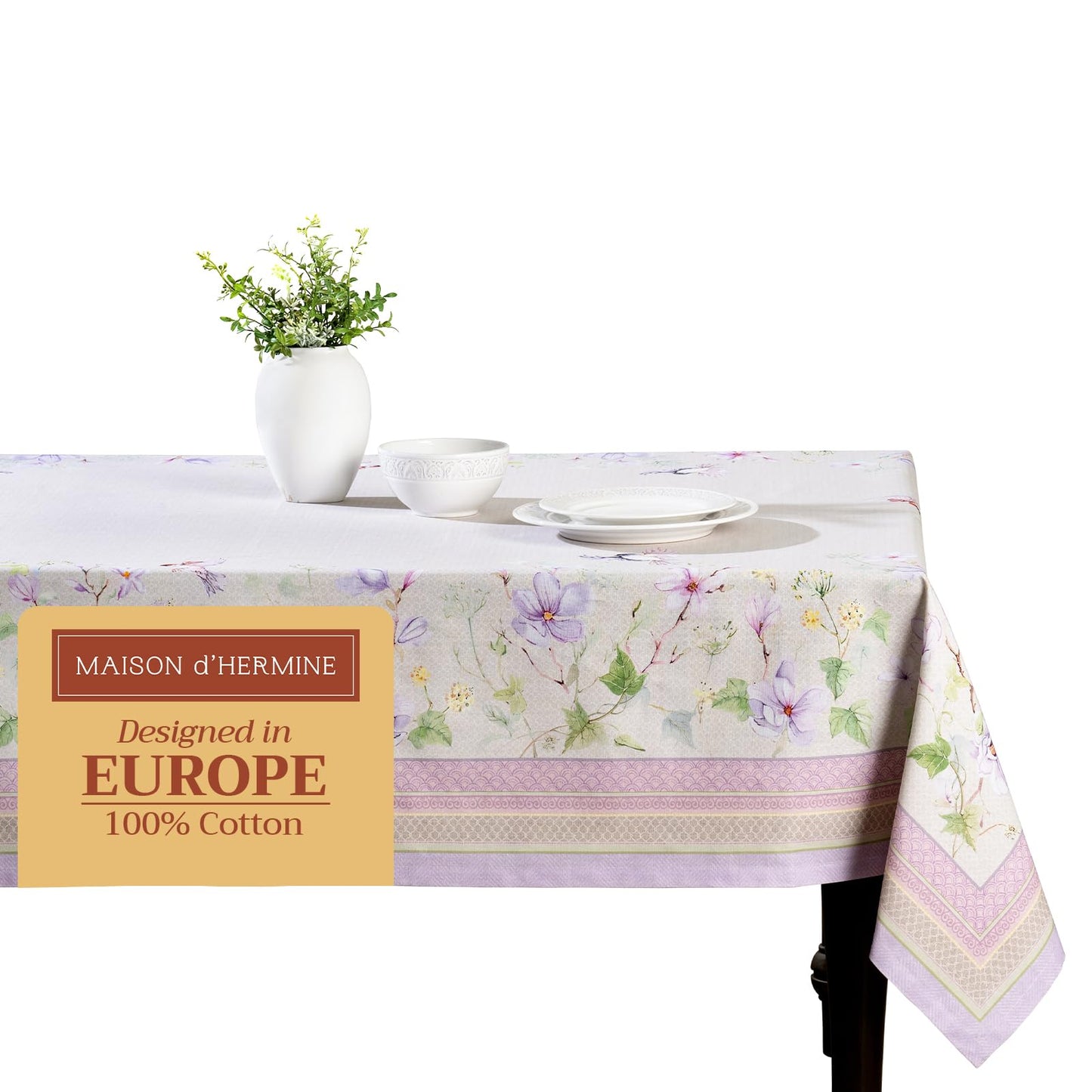 Maison d' Hermine Table Cloth Rectangle Table 100% Cotton 54 x 72 Inches Tablecloth Reusable Decorative for Dining Kitchen Room Farmhouse Home Gifts for Mothers Day Spring Summer - Magnolia Mornings