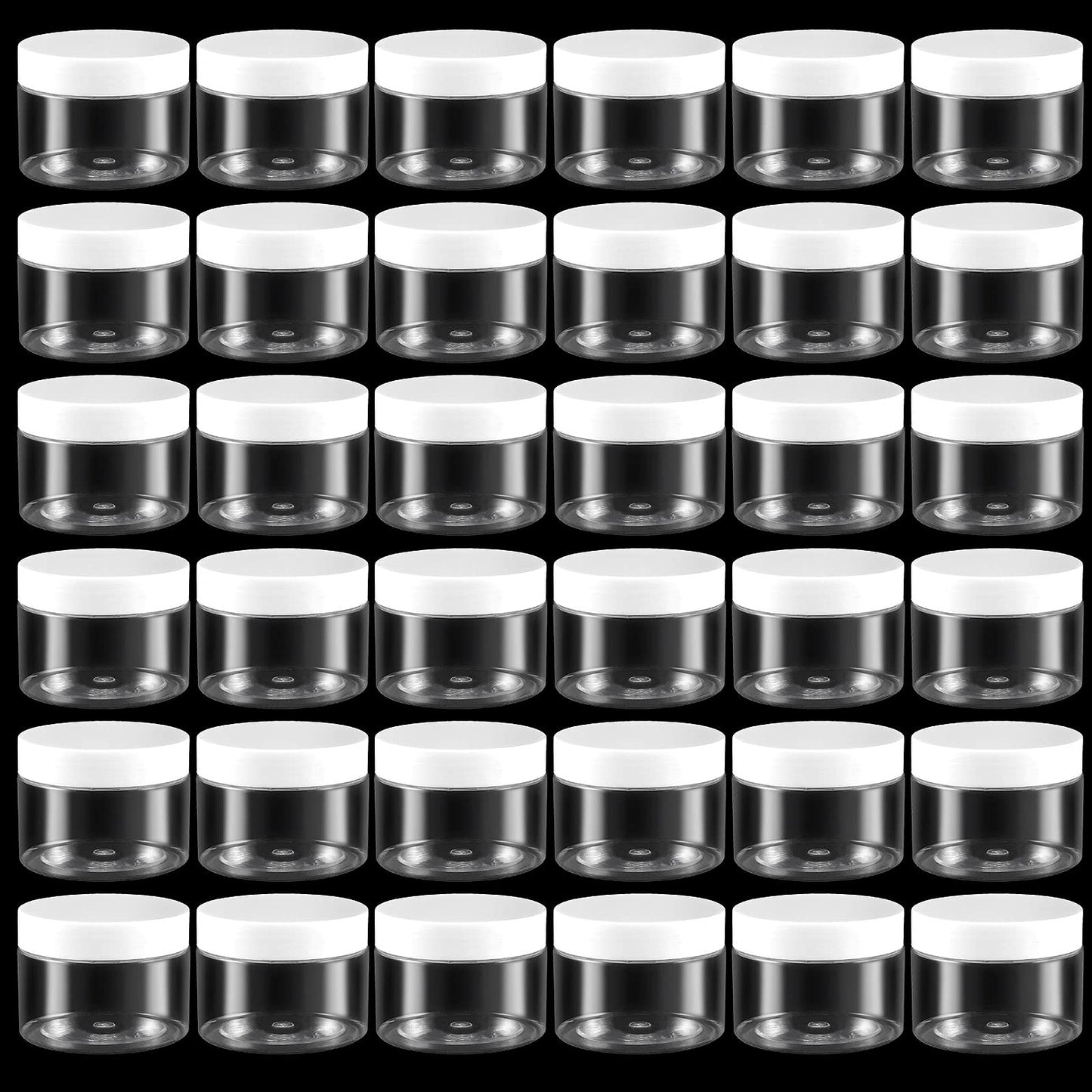 ZOENHOU 46 PCS 4 OZ Clear Slime Containers with White Lids, Food-Grade Plastic Storage Containers, BPA-Free, Wide-mouthed Plastic Jars for Beauty Products, Kitchen Household Food Storage