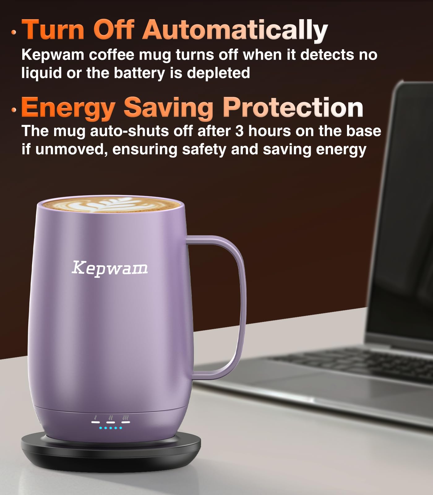 Kepwam Heated Coffee Mug T2-Plus, 20oz Leading Large Capacity Self Heating Mug, Up to 8 Hrs Battery & Hot Up to 149℉, Smart Coffee Mug for Women, Men