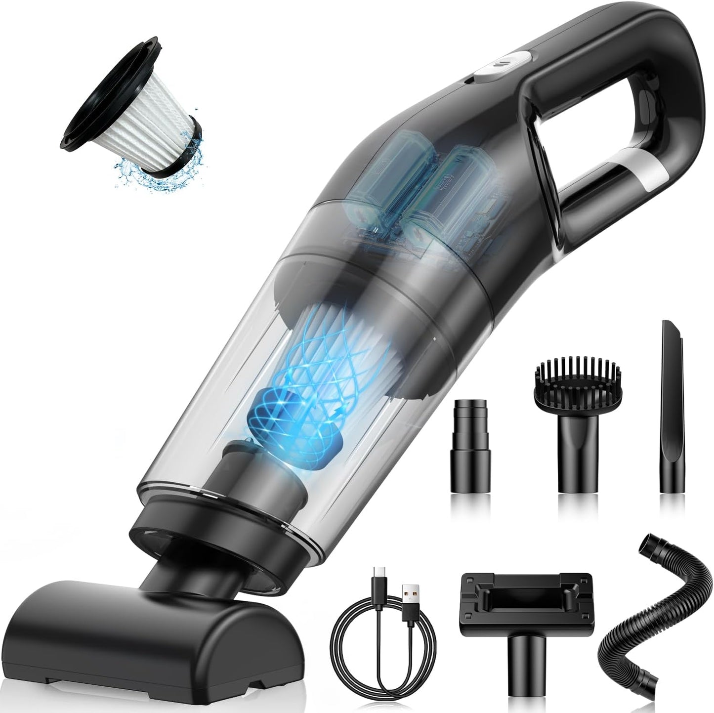 Skiennix Handheld Vacuum - Cordless 26,000 Pa Suction Power | Portable Rechargeable for Home & Car Cleaning