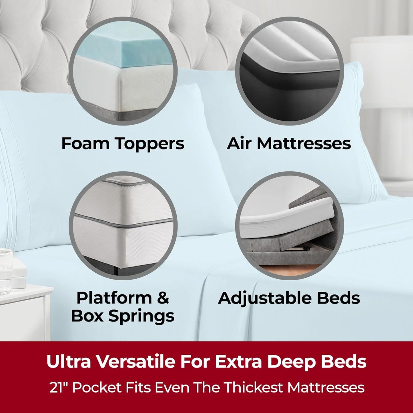 Mellanni Extra Deep Queen Sheets - Hotel Luxury, Ultra Soft & Cooling Bedding | Wrinkle, Fade, Stain Resistant (Aqua)