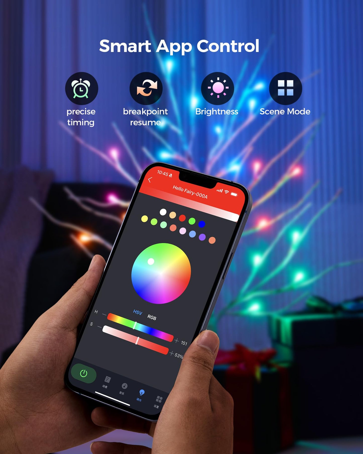 Ariceleo 2FT Lighted Birch Tree with RGB LED Lights, USB Powered, Timer & APP Control, 24 LED, Tabletop Decor for Christmas, Thanksgiving, Holiday Decorations – Indoor & Outdoor Use