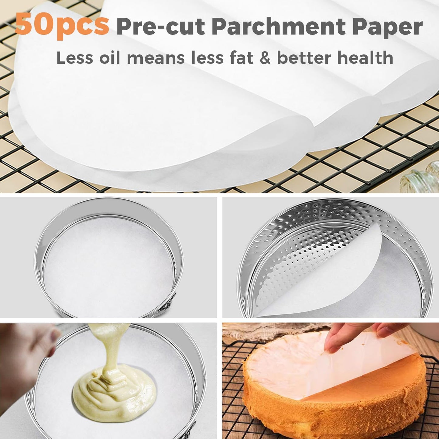 304 Stainless Steel Springform Pan 9 Inch Nonstick, Leakproof Cheesecake Pan with Removable Bottom, Spring Form Pan for Cheesecake with Protector, 9 Inch Springform Pan for Cheesecake with 50Pcs Paper