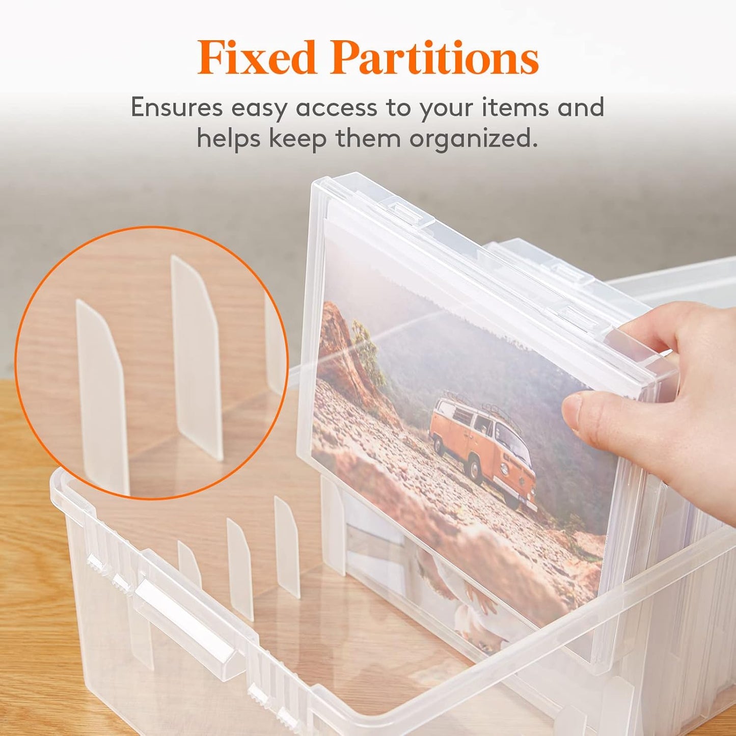 Lifewit Photo Storage Set - 9 Pcs 5"x7" Inner Boxes & 28x22 cm Transport Case | Clear Craft Organizer