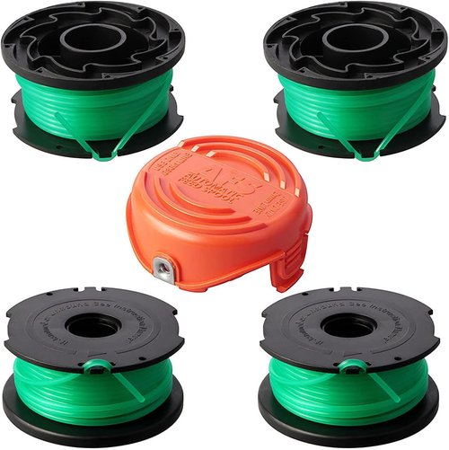 Black Decker SF-080 Trimmer Replacement Spools - 20ft 0.080" Edger Refills with Cover Cap (4 Spools, 1 Cap)