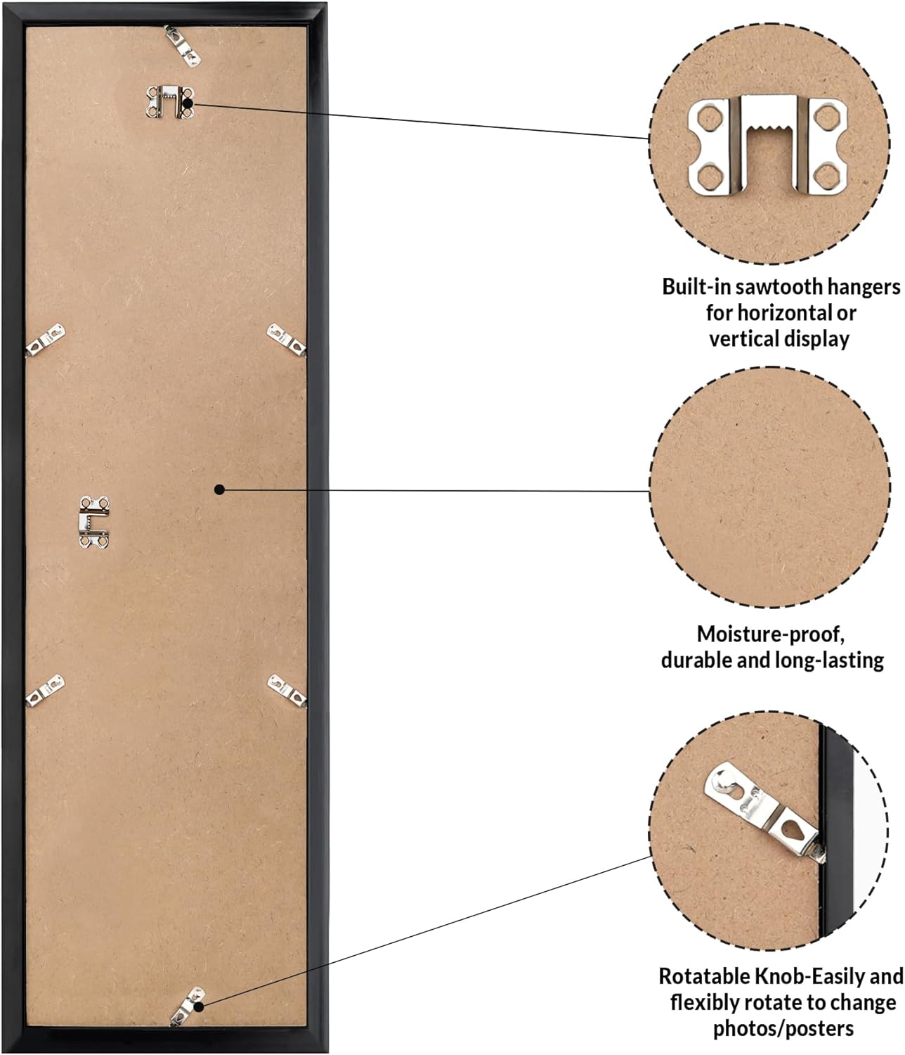 LaVie Home 8x24 Panoramic Picture Frame - Classic Black Design with HD Plexiglass | 2-Pack