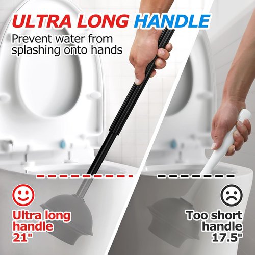 Forasto 2-Pack Toilet Brush and Plunger Set - Extended Handle for Efficient Bathroom Cleaning