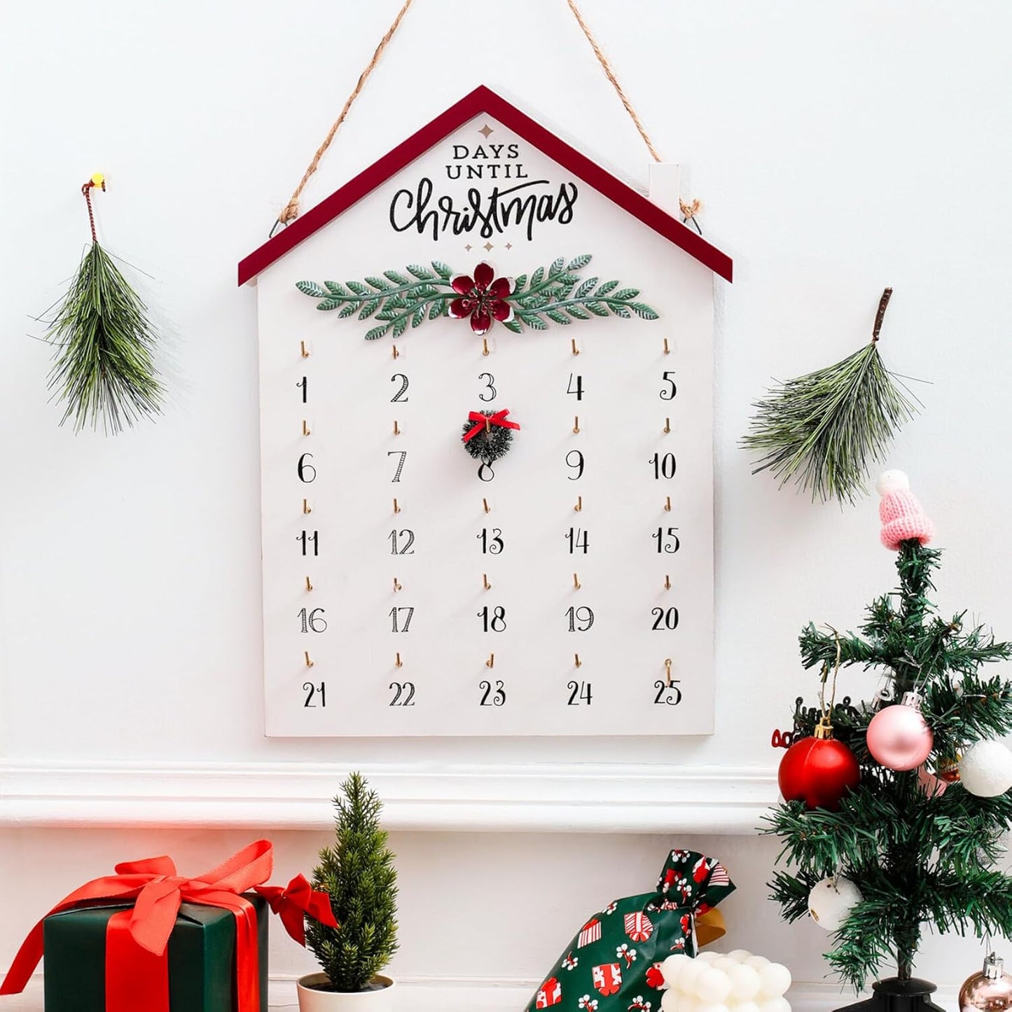 Regine Switzerland Christmas Countdown Calendar - Rustic Wooden Advent Decor for 25 Days Until Christmas