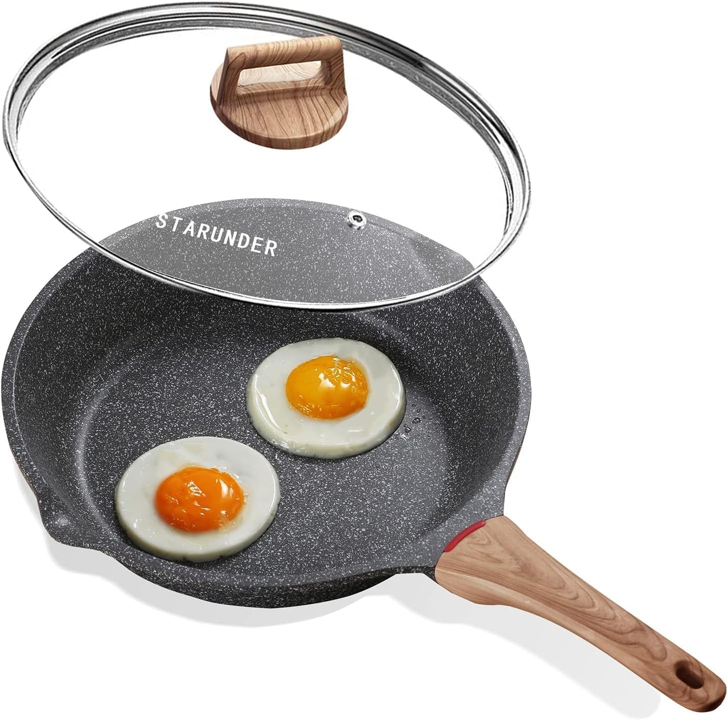 Starunder Nonstick Induction Frying Pan - Scratch-Resistant Swiss Granite Cookware Set, 8 Inch