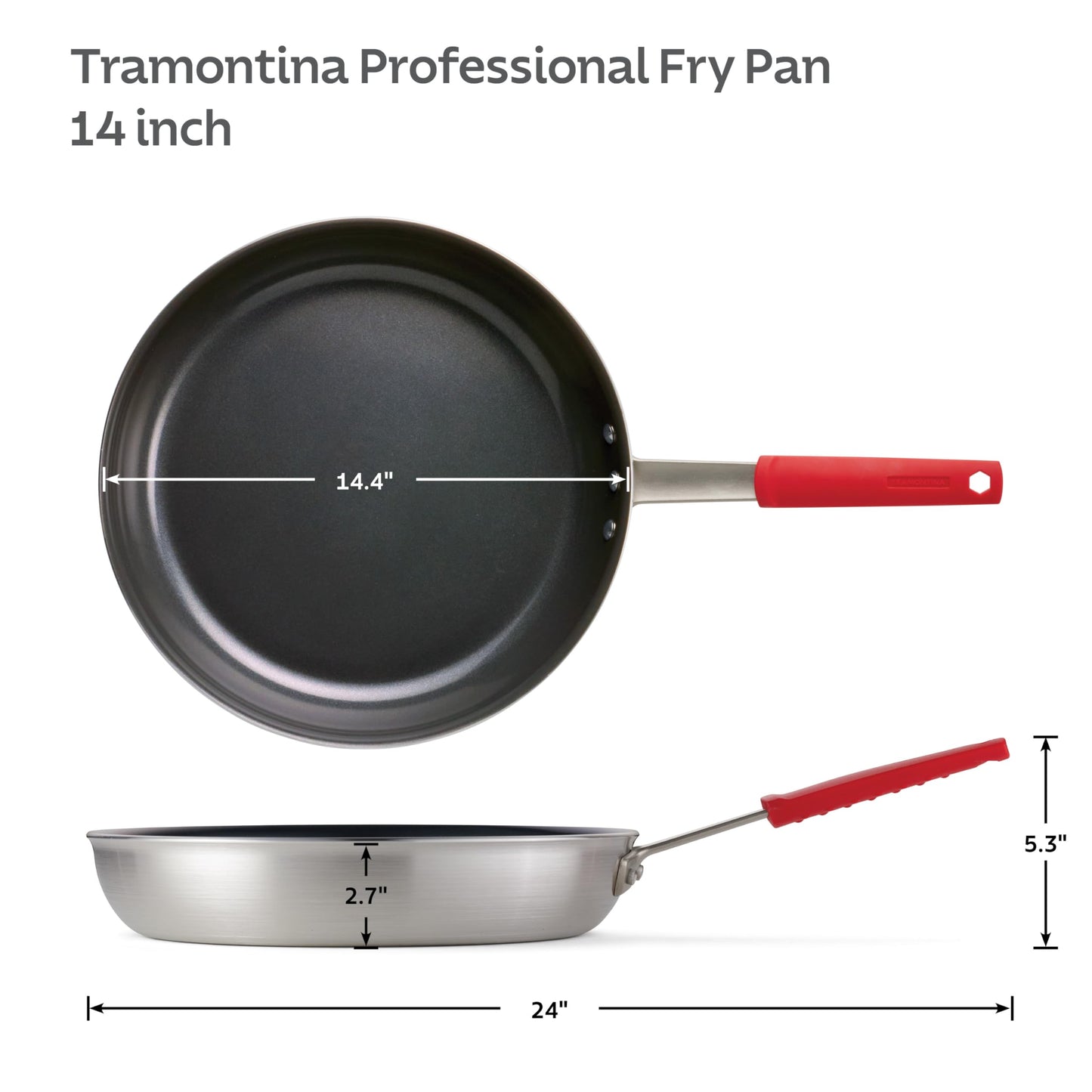 Tramontina Professional 14-Inch Ceramic Non Stick Extra Large Frying Pan, Heavy-Gauge Aluminum Skillet with Ceramic Nonstick Coating, Dishwasher and Oven Safe, Black
