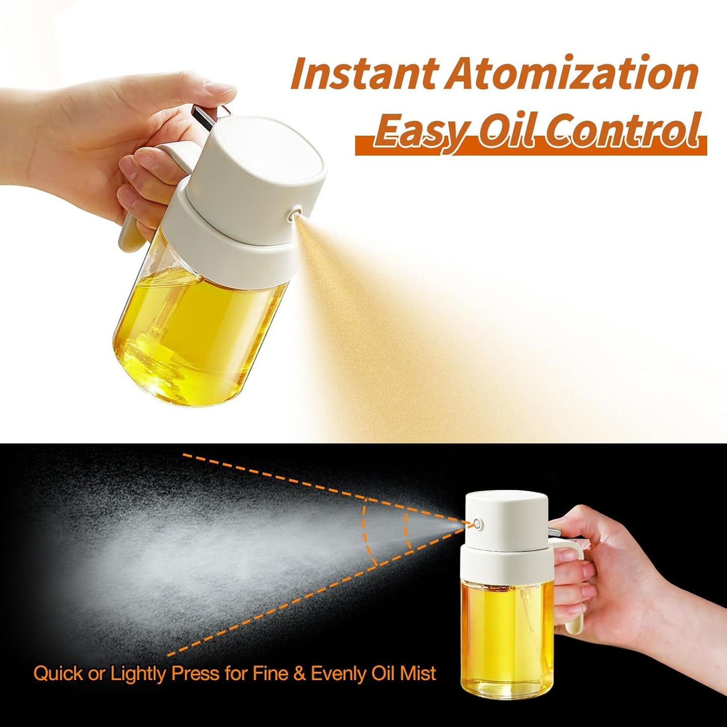 YARRAMATE Mini Oil Sprayer - 6.8 OZ Food-Grade Olive Oil Spray Bottle for Cooking & BBQ (White)
