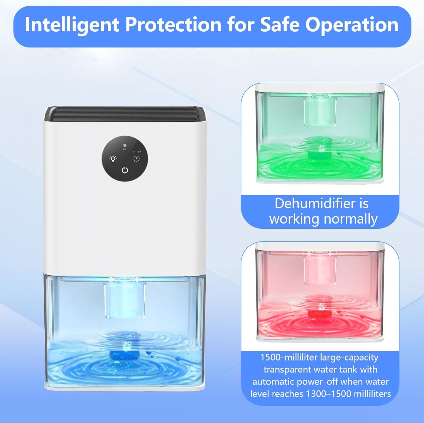 Skiennix Dehumidifier - 1500ML Small Home Unit | Quiet, Auto Shut Off, Ideal for Bedrooms & RVs
