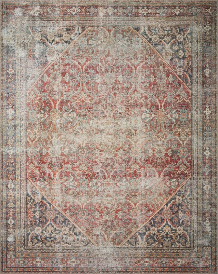 Loloi Amber Lewis Georgie Collection GER-01 Red/Navy 2'-6" x 7'-6", .19" Pile Height, Runner Rug