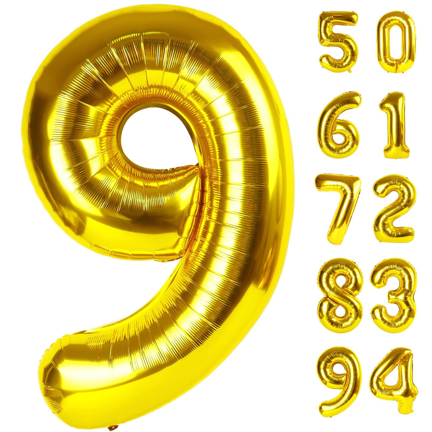 Gold 9 Balloon, Number Balloon 40 Inch, Gold Party Decorations, Giant Birthday Decorations for 9th 19th 29th 90th, Number 9 Balloon