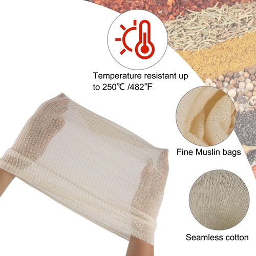 14” 15 Pack Cotton Brew Bag Grain and Spice Beer Brewing Bags Muslin Bags Steeping Bags for Dry Hopping Grain Beer Wine Grain Socks Nut Milk Fruit Hops Mead for Home Brewing or Micro Brewing
