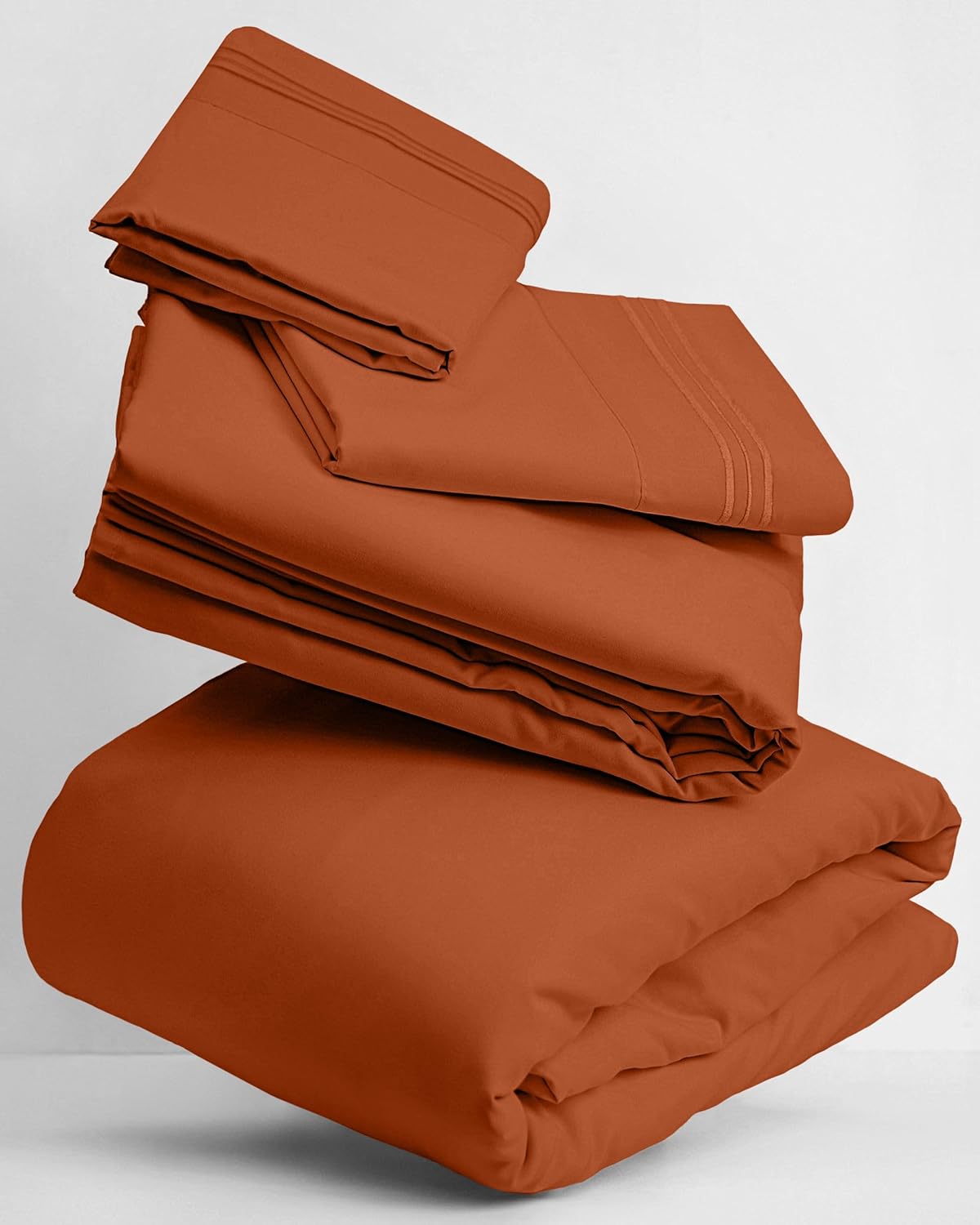 Mellanni Twin XL Sheets Set - 3 PC Hotel Luxury Bedding | Extra Soft, Cooling, Wrinkle-Resistant (Terracotta)
