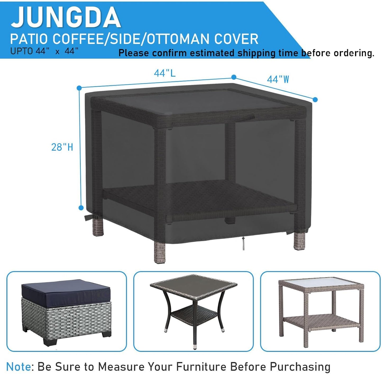 Outdoor Square Table Cover - Waterproof Heavy-Duty Protection for 44-Inch Patio Tables